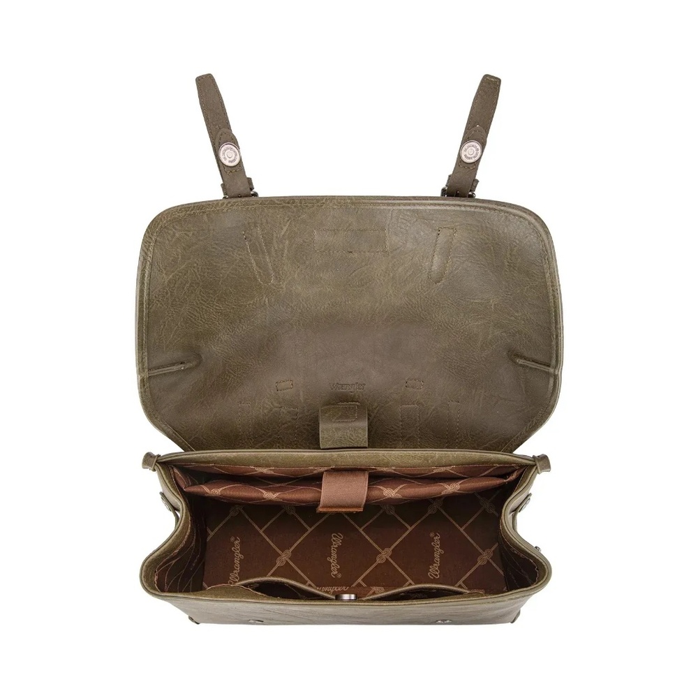Wrangler Top Handle Carry Satchel/Laptop Bag/Backpack/Crossbody Green - Picture 3 of 5